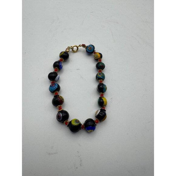 Vintage Evil Eye Murano Glass Bead Bracelet Spring Clasp 7" - Picture 5 of 5